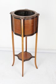 Edwardian Mahogany Inlaid Jardinière / Plant Stand