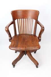 Edwardian Oak Swivel Desk Chair / Office Chair