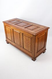 Edwardian Solid Oak Panelled Coffer /Blanket Chest