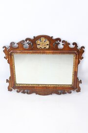 George II Walnut Chippendale Fretwork Wall Mirror