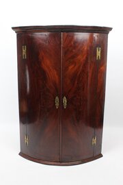 Georgian Mahogany Bow Front Corner Cupboard