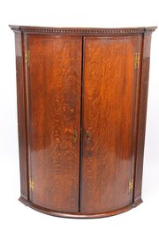Georgian Oak Bow Front Corner Cupboard