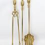 Large Victorian Brass Fire Tools - Fireside Irons