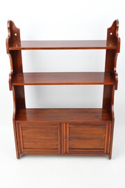 Large Victorian Walnut Hanging Wall Shelf /Cabinet
