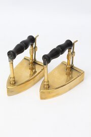 Pair Antique Victorian Brass Flat Irons / Box Irons