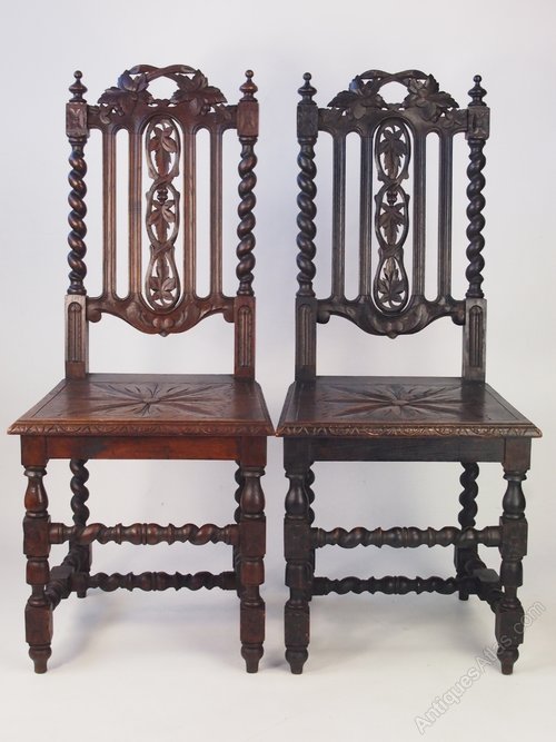 Pair Antique Victorian Gothic Oak Hall Chairs - Antiques Atlas - Pair Antique Victorian Gothic Oak Hall Chairs - Antiques Atlas