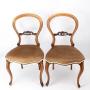 Pair Victorian Walnut Balloon Back Chairs