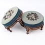 Pair Victorian Walnut Beadwork Foot Stools
