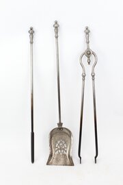 Set Antique Georgian Steel Fire Tools / Companion