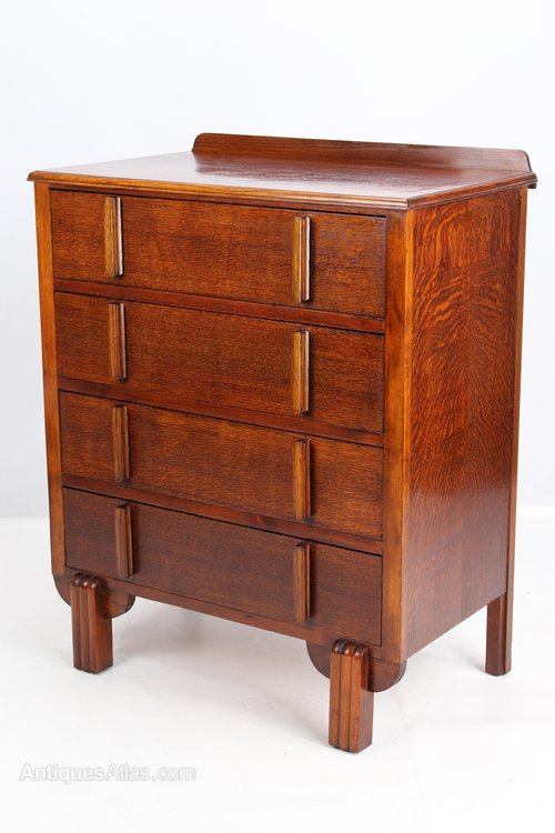 Small Art Deco Oak Chest Of Drawers Antiques Atlas
