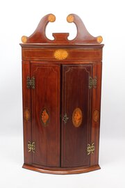 Small Georgian Mahogany Bow Front Corner Cupboard