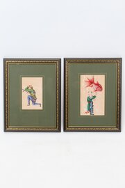 Small Pair Antique Chinese Pith Watercolours