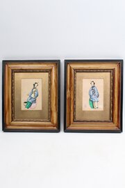 Small Pair Antique Chinese Watercolours Paintings