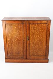 Tall Slim Edwardian Oak Shoe Cupboard / Cabinet