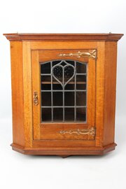 Victorian Arts Crafts Oak Corner Cupboard /Cabinet