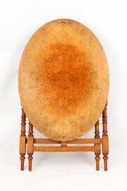 Victorian Burr Walnut Oval Folding Campaign Table 