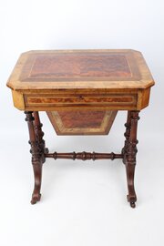 Victorian Burr Walnut Work Sewing Table