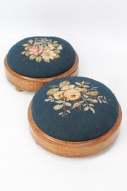 Victorian Tunbridge Ware Needlepoint Foot Stools