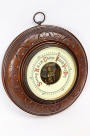 Victorian Walnut Skeleton Aneroid Barometer