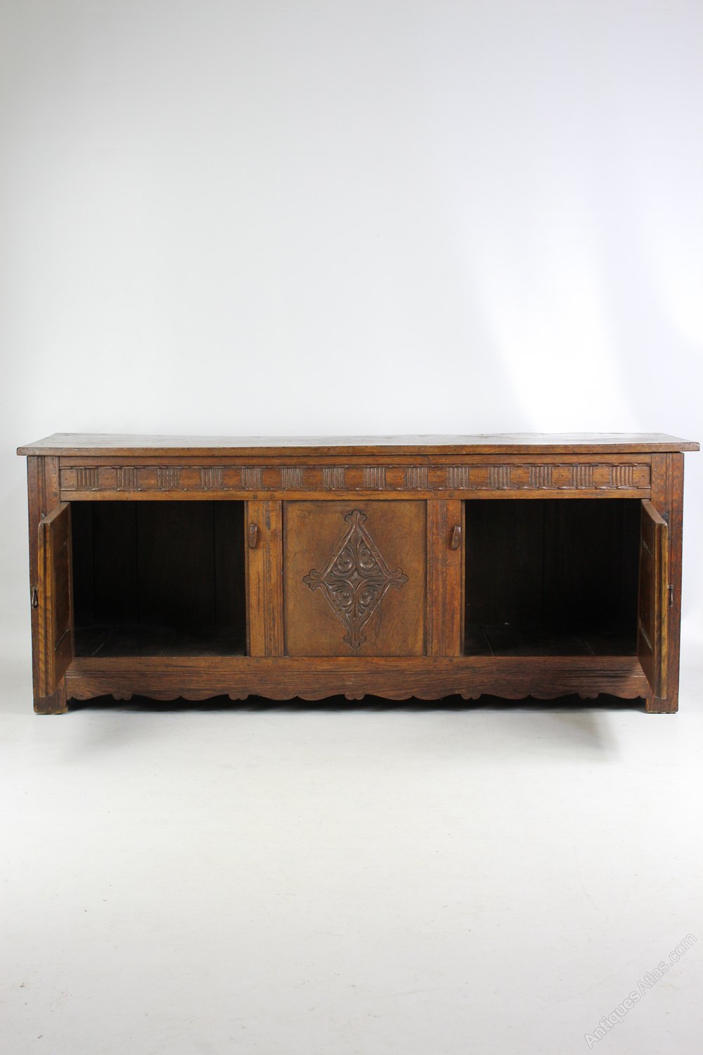 Antiques Atlas Vintage Carved Oak Low Cupboard / TV Stand