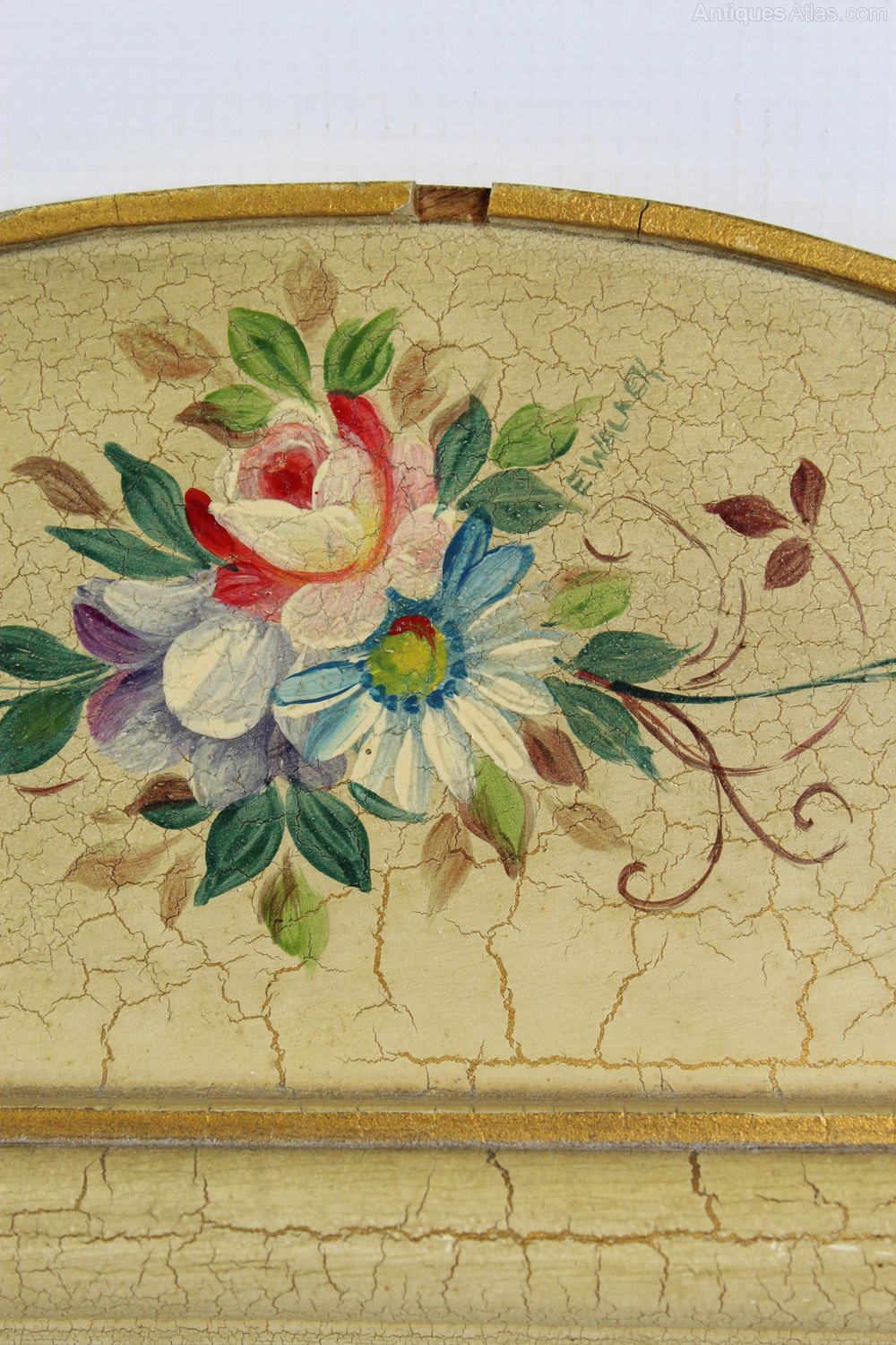 Antiques Atlas Vintage Floral Painted Hall Mirror Overmantle