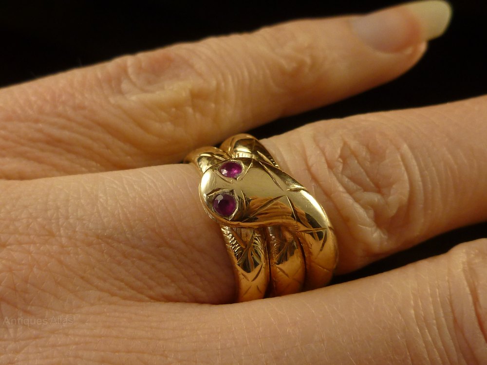 Antiques Atlas Antique Coiled Gold Snake Ring With Ruby Eyes