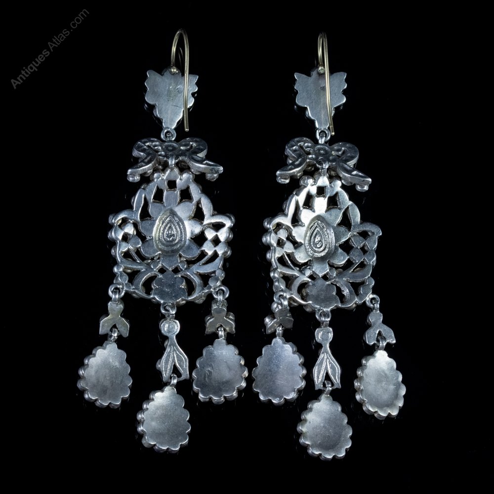 Antiques Atlas Antique Edwardian Dangle Paste Earrings Silver
