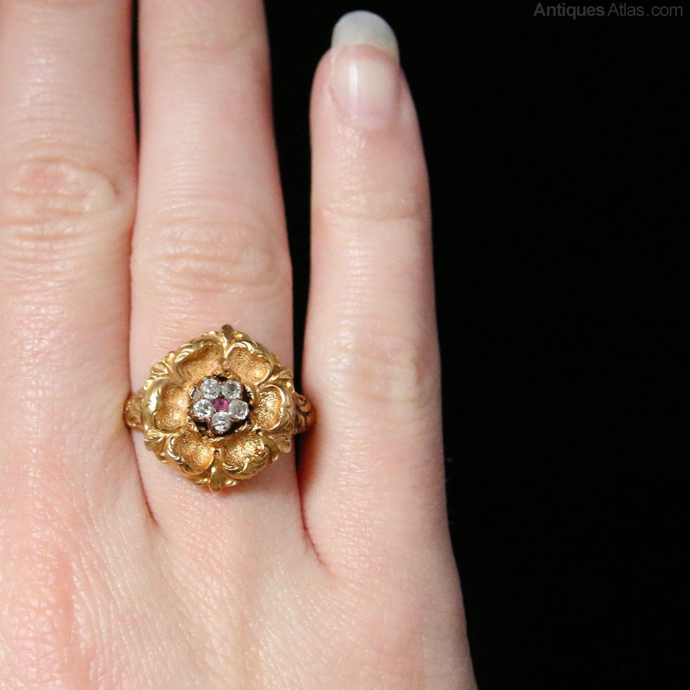 Antiques Atlas Antique Tudor Rose Diamond Ring 18ct Gold