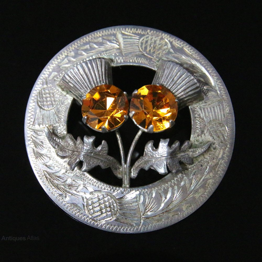 Antiques Atlas Antique Scottish Cairngorm Thistle Brooch
