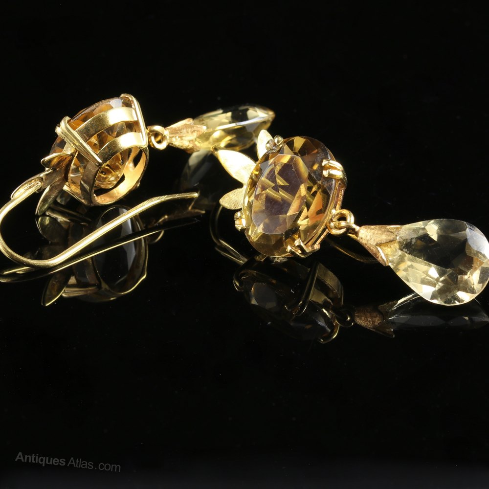 Antiques Atlas Antique Scottish Citrine Earrings 18ct Gold