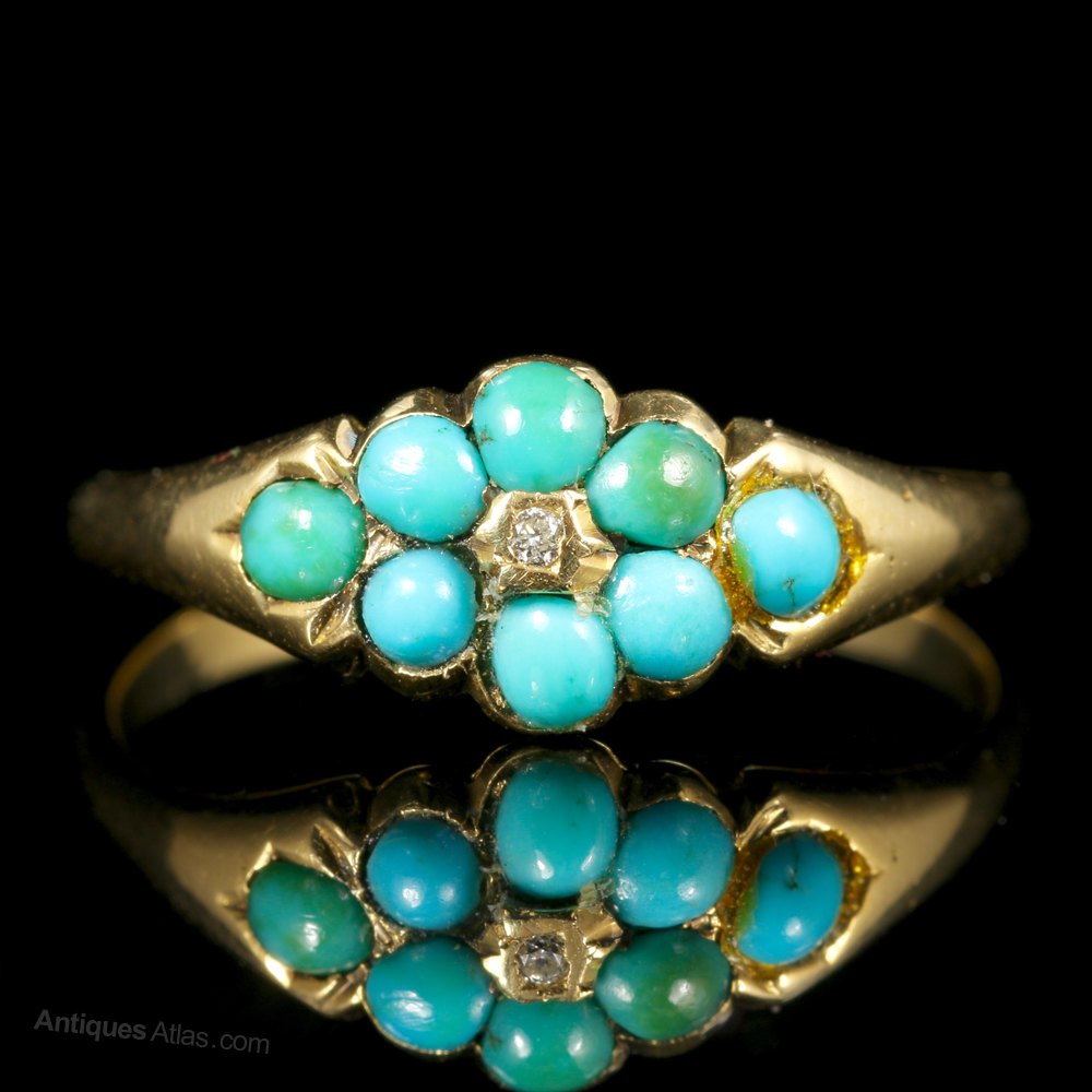 Antiques Atlas Antique Turquoise Diamond Ring 18ct Gold
