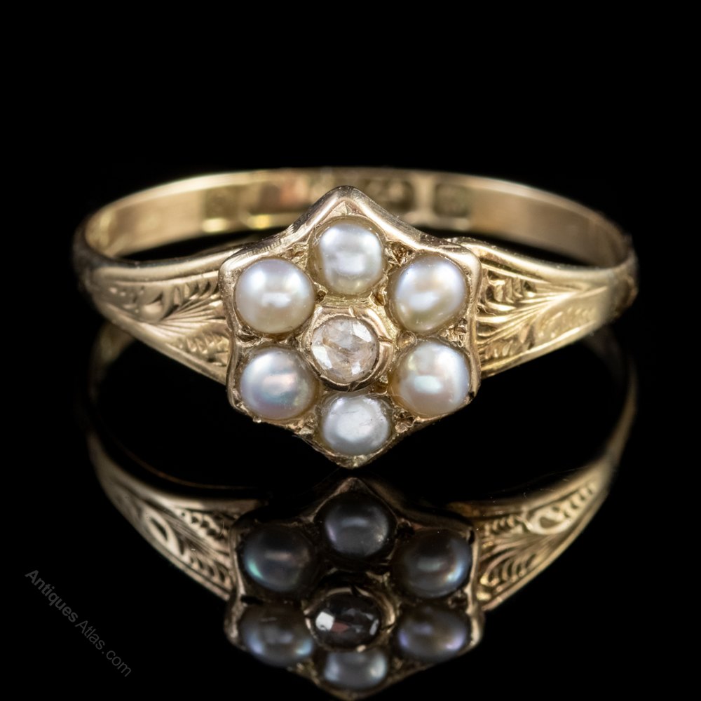Antiques Atlas - Antique Victorian Pearl Diamond Locket Ring