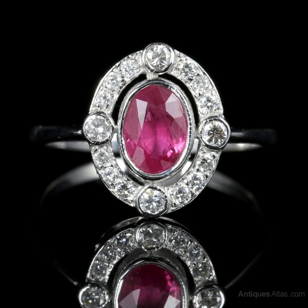 Antiques Atlas Antique Victorian Ruby Diamond Ring 18ct White Gold