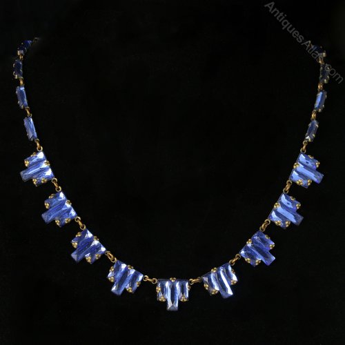 Antiques Atlas Art Deco Czech Necklace Blue Mirror Glass Art Deco Czech Necklace Blue Mirror Glass