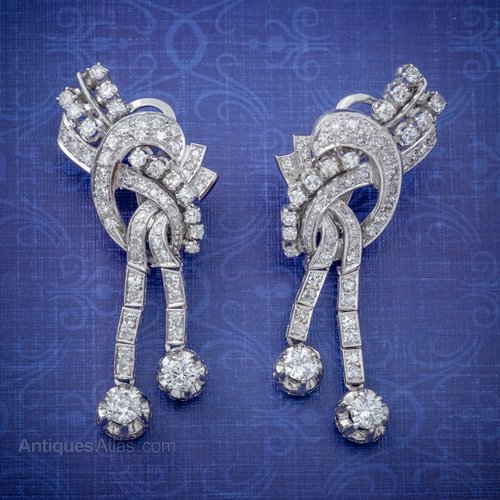 Antiques Atlas Art Deco Diamond Clip Earrings Platinum