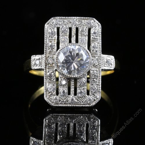 Antiques Atlas Art Deco Style Paste Ring Silver Gold