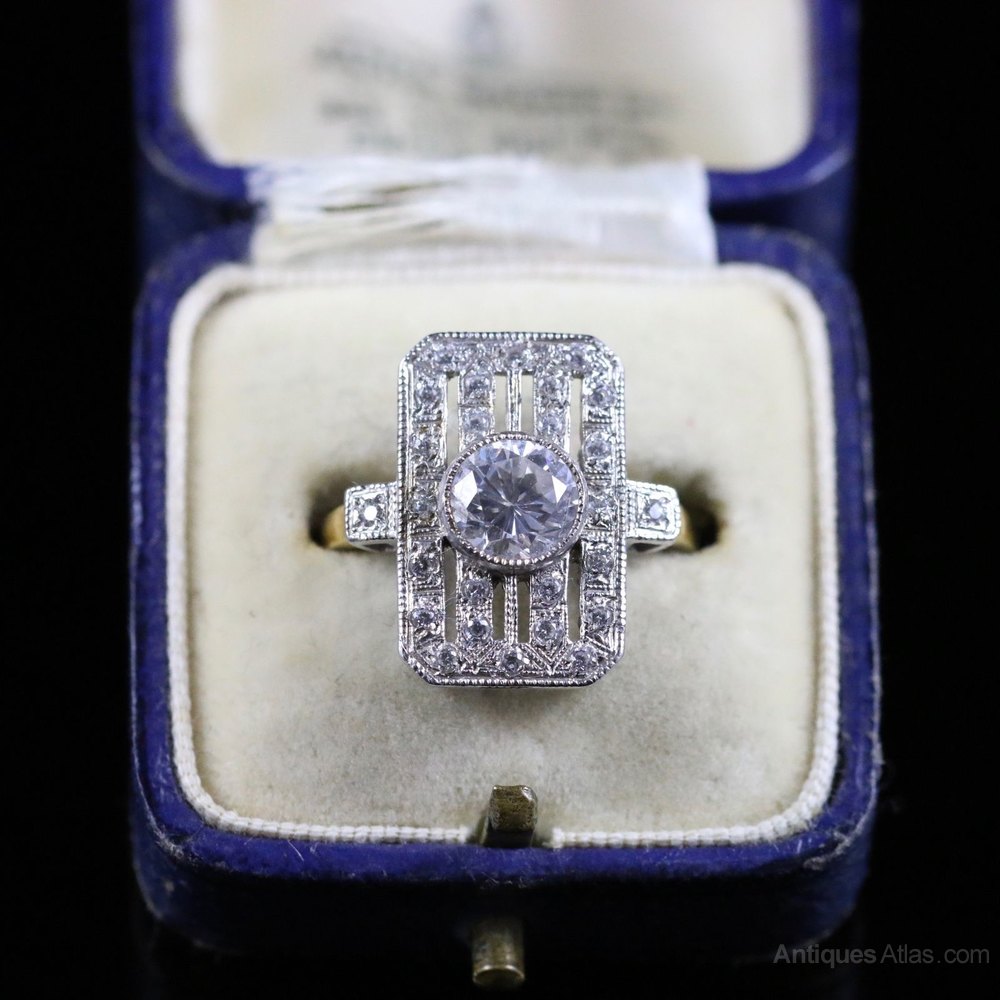 Antiques Atlas Art Deco Style Paste Ring Silver Gold