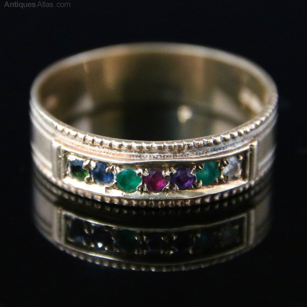 Antiques Atlas - Dearest Ring-Set With Gemstones That Spell Dearest
