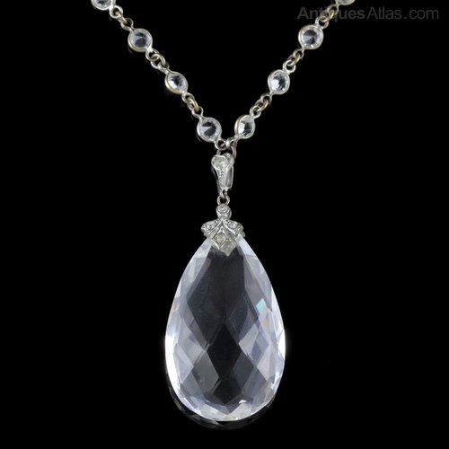Antiques Atlas French Pendant Necklace Rock Crystal Sautoir Chain