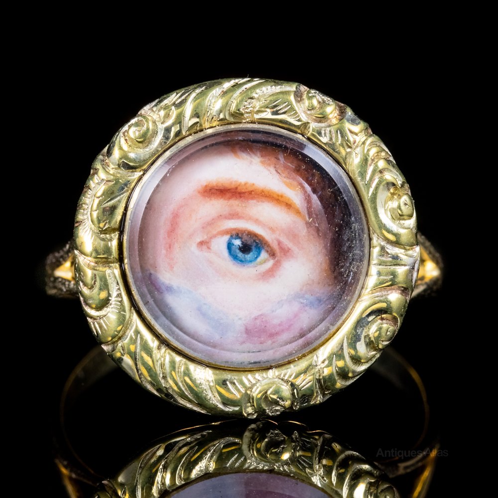 Antiques Atlas Enamel Lovers Eye Ring 18ct Yellow Gold