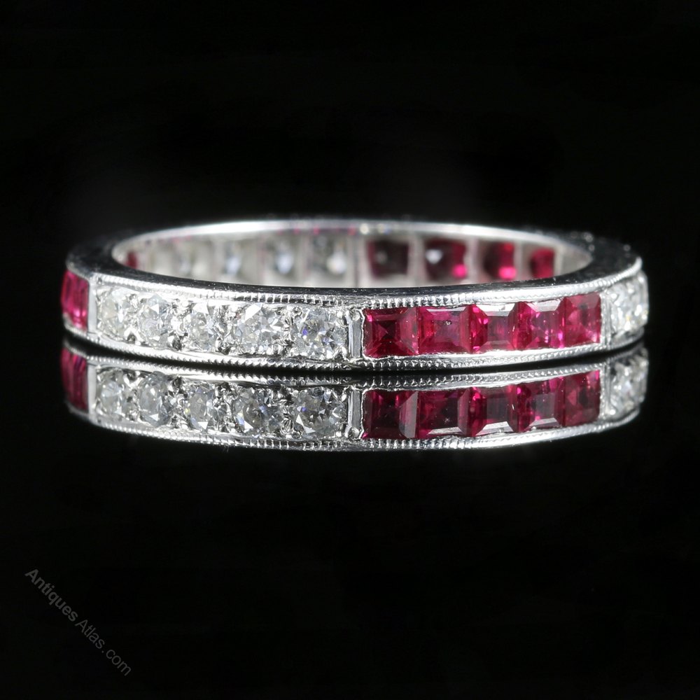 Antiques Atlas - Ruby Diamond Eternity Ring 18ct White Gold
