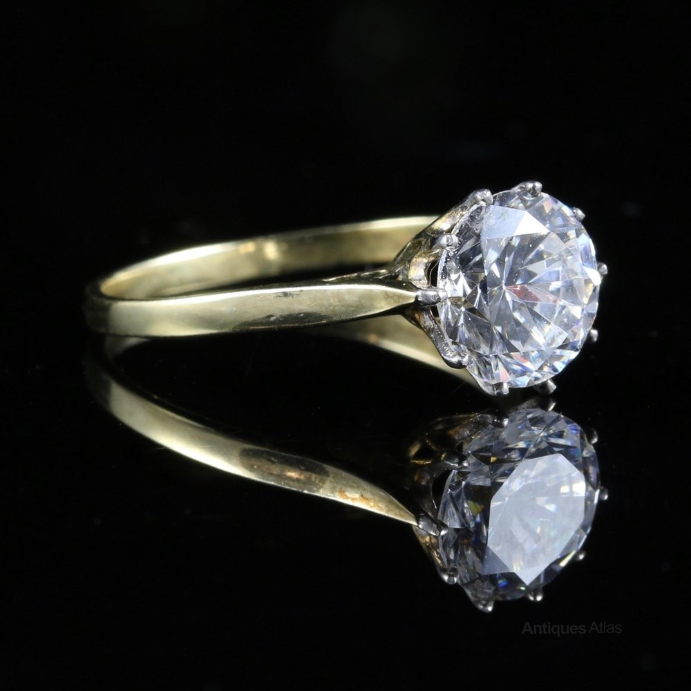 Antiques Atlas Solitaire Paste Diamond Ring 2.50ct