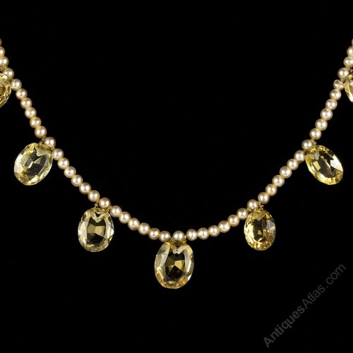 Antiques Atlas Victorian Citrine Pearl Necklace Circa 1900 Victorian Citrine Pearl Necklace Circa 1900