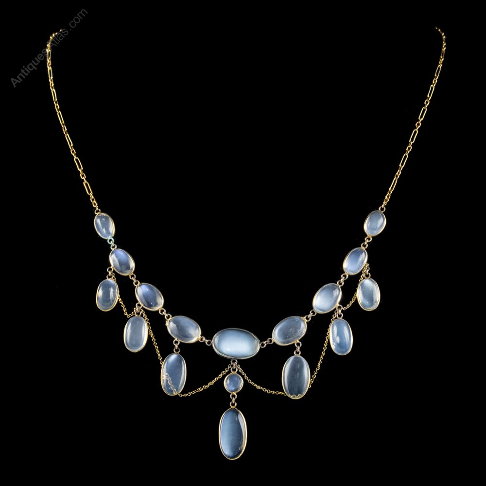 Antiques Atlas Victorian Moonstone Festoon Necklace Circa 1900
