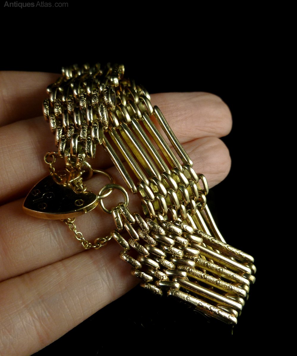 Antiques Atlas Victorian Wide Gold Fancy Engraved Gate Bracelet