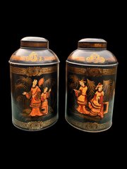 C19th Pair Of Chinoiserie Toleware Tea Canisters