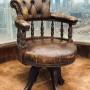 Captains Chair, Leather Buttoned Back Swivel Desk 