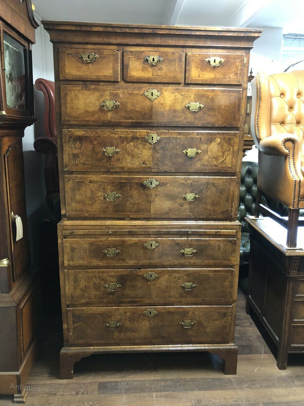 Walnut Chest On Chest Brass Handles Bracket Feet Antiques Atlas walnut-chest-on-chest-brass-handles-bracket-feet-antiques-atlas