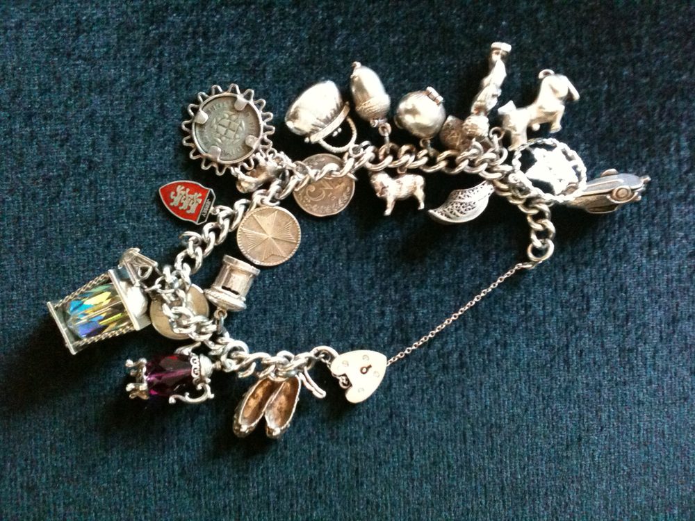 Antiques Atlas Vintage Solid SILVER Charm Bracelet With 20 Charms