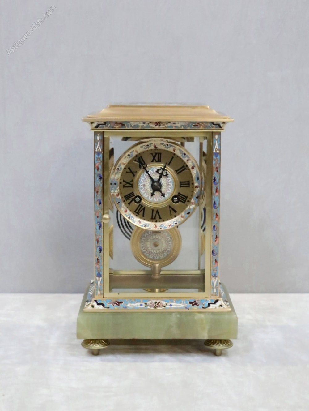 Antiques Atlas French Champleve Four Glass Mantel Clock